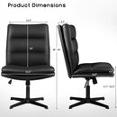 PUKAMI Armless Pu Leather High Back Wide Seat Office Desk Chair Vitesse Home