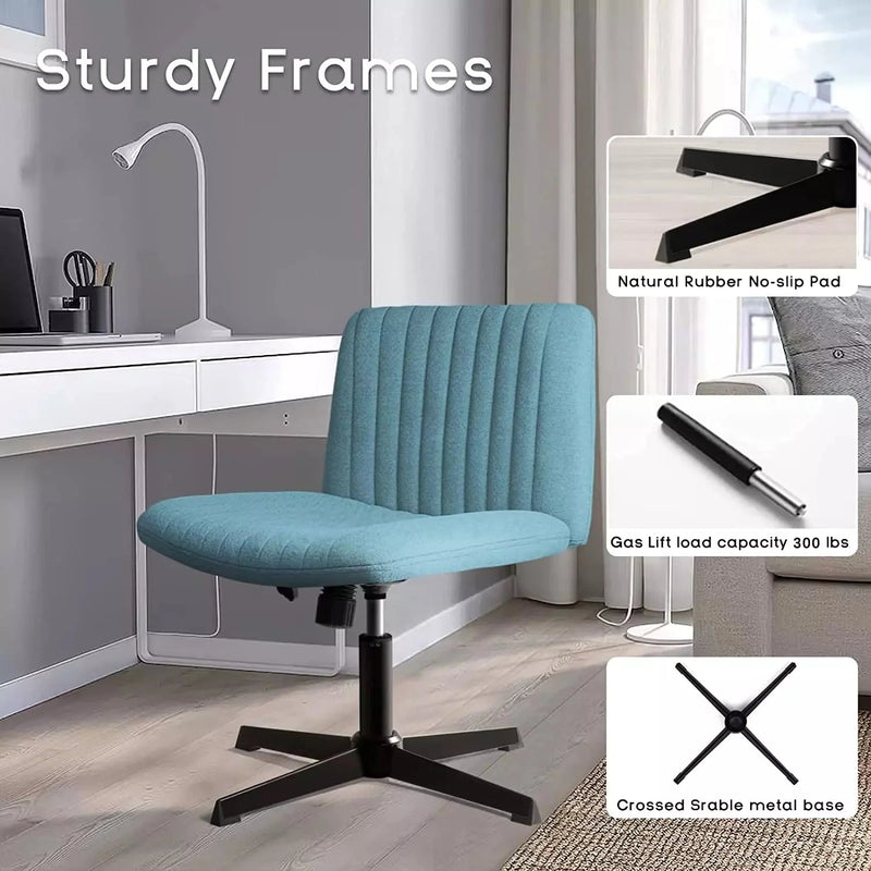PUKAMI Armless Swivel Office Chair, Height Adjustable Wide Seat Vanity Chair OF06 Vitesse Home