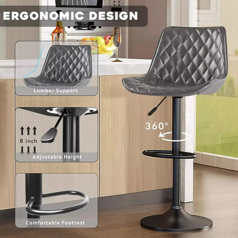 Waleaf Bar Stools Set of 2,Counter Heigh Faux Leather Adjustable Bar Stools