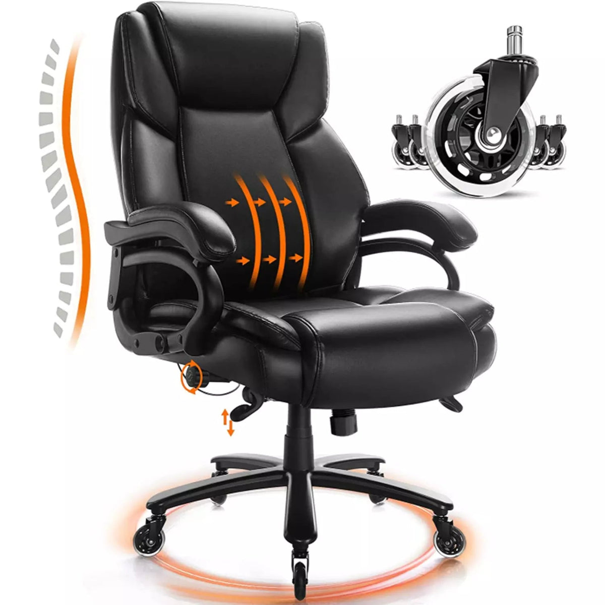 Lumbar Support Wide Base Office Chair Big And Tall Office Chair