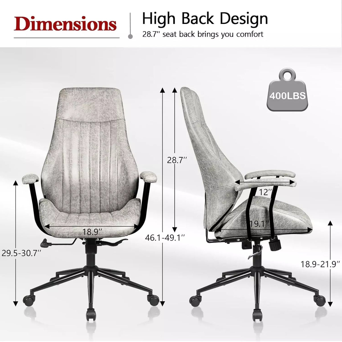 VITESSE Ergonomic Home Office Desk Chair Modern Leather Computer Chair, image size:1200x1200