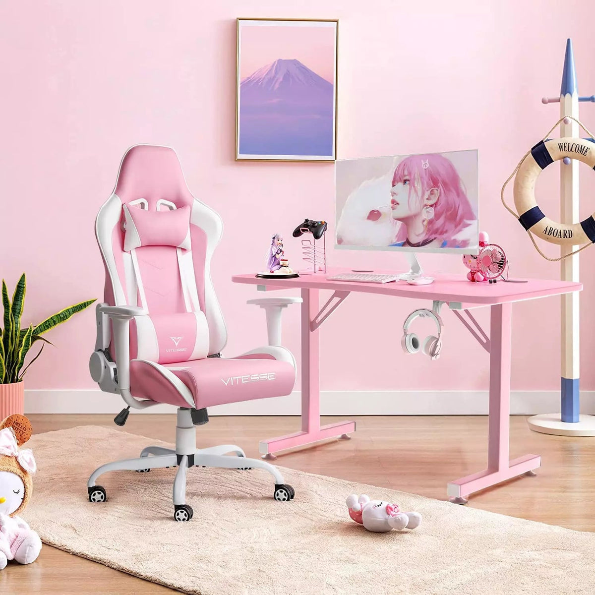 Gaming chair hotsell pink