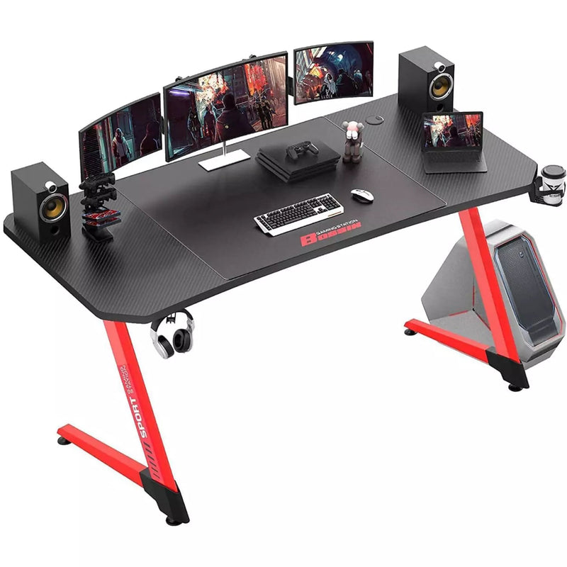 Vitesse Ergonomic Z-Shaped Gaming Desk with Mousepad and USB Handle Rack ZD01 Vitesse Home
