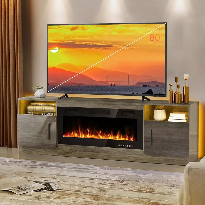 Vitesse Fireplace TV Stand with 36 inch Fireplace Up to 80