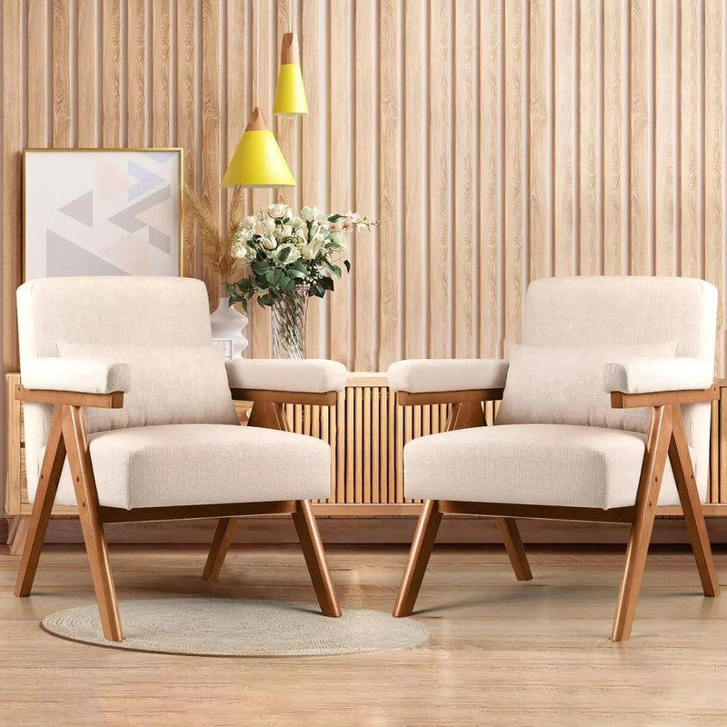 Vitesse Mid Century Modern Accent Chairs Arm Chair Set of 2 with Padded Armrests