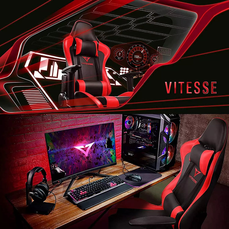 Vitesse Racing Style High Back Leather Gaming Chair with Footrest VGC03 Vitesse Home