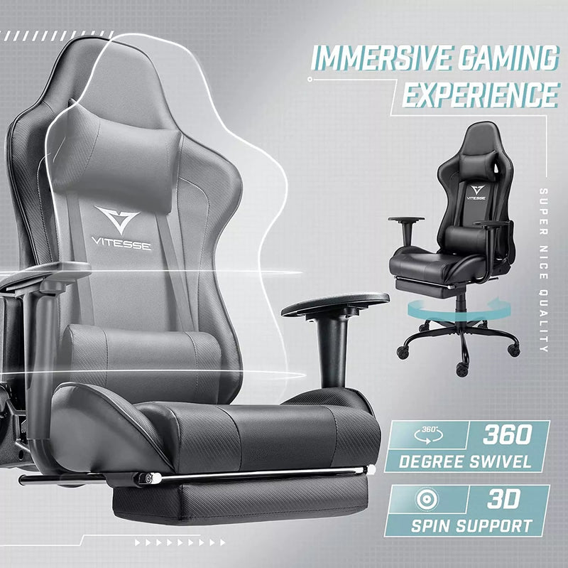 Vitesse Racing Style High Back Leather Gaming Chair with Footrest VGC03 Vitesse Home