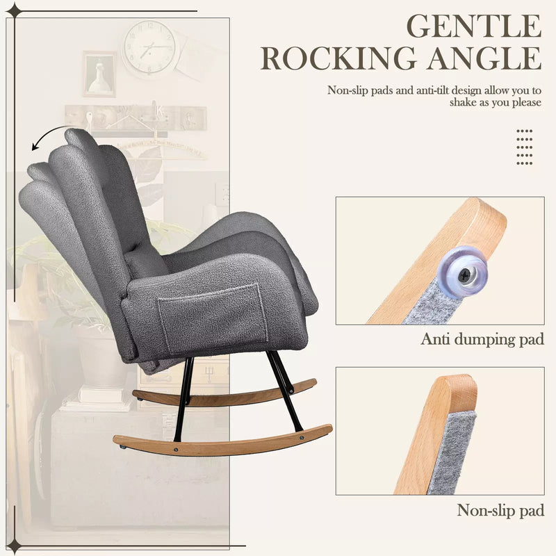 Vitesse Rocking Chair Nursery Rocker Teddy Upholstered Rocking Chair Indoor