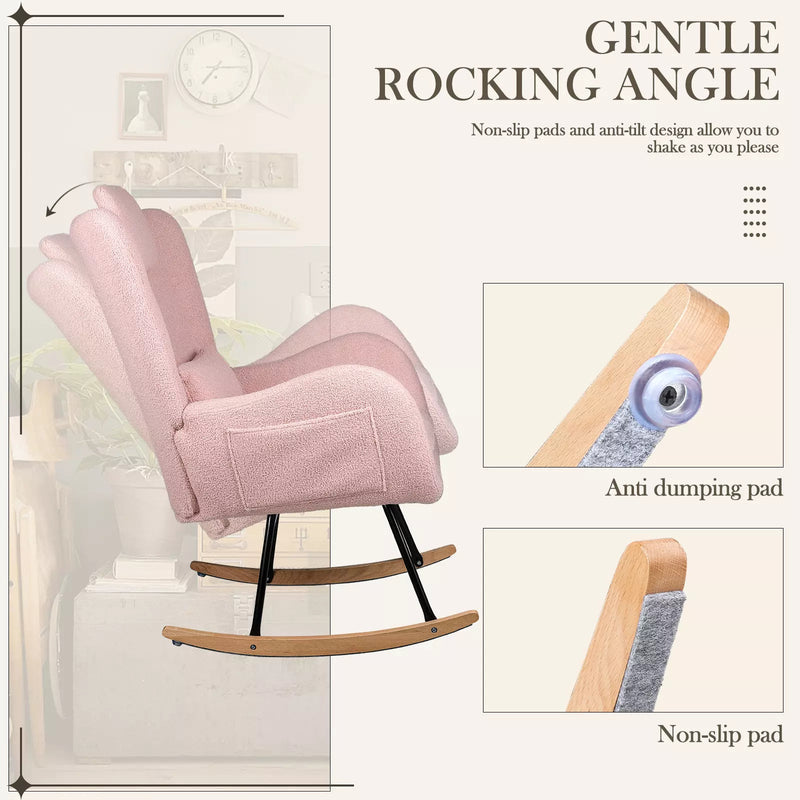 Vitesse Rocking Chair Nursery Rocker Teddy Upholstered Rocking Chair Indoor