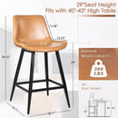 Waleaf 30" Bar Stools Set of 2, Leather Counter Height Barstools