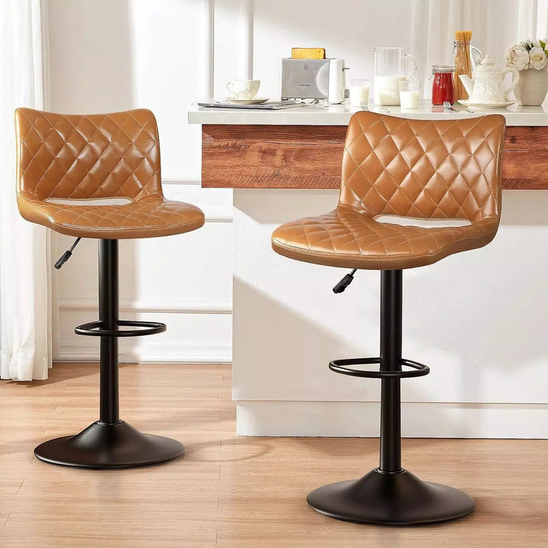 Waleaf Adjustable Swivel Bar Stools Set of 2,Counter Heigh Bar Stools with Back