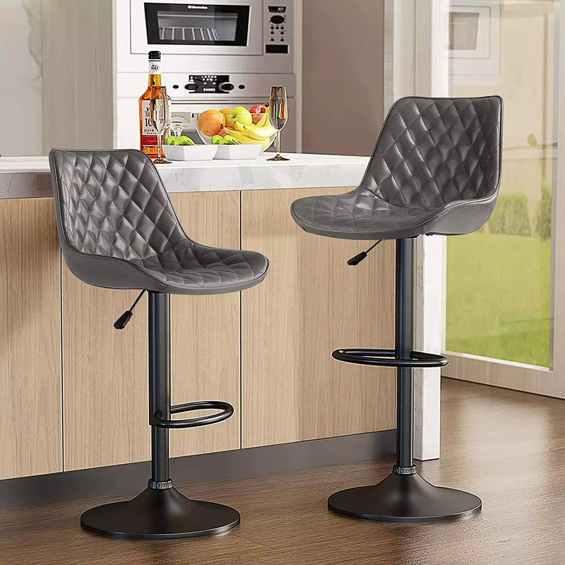 Waleaf Bar Stools Set of 2,Counter Heigh Faux Leather Adjustable Bar Stools