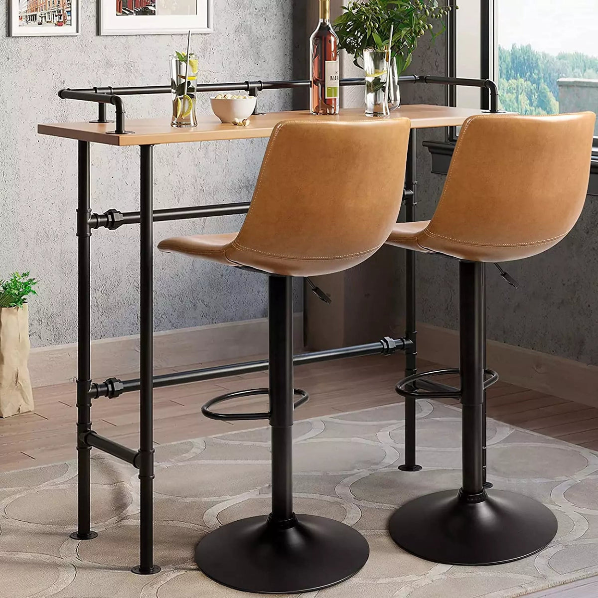 Waleaf Height-Adjustable Swivel Armless Bar Stools, 350 LBS Waleaf Height-Adjustable Swivel Armless Bar Stools, 350 LBS