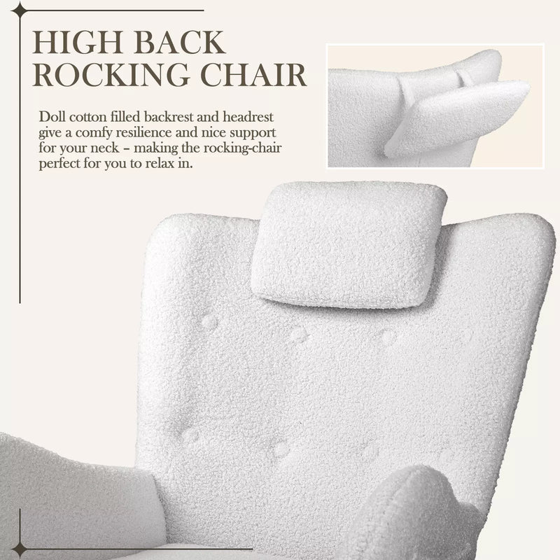 Waleaf Rocking Chair Nursery Rocker Teddy Upholstered Rocking Chair 