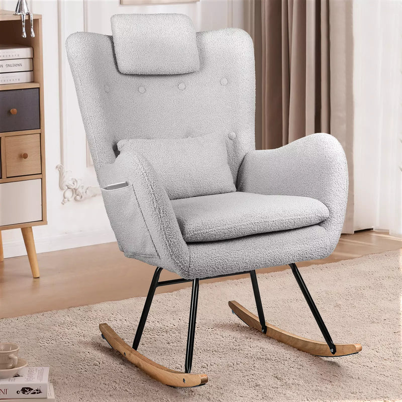 Rocking Roking Interments Rocking Waleaf Rocking Chair Nursery Rocker Teddy Upholstered Rocking Chair In