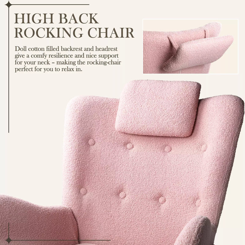 Waleaf Rocking Chair Nursery Rocker Teddy Upholstered Rocking Chair Indoor